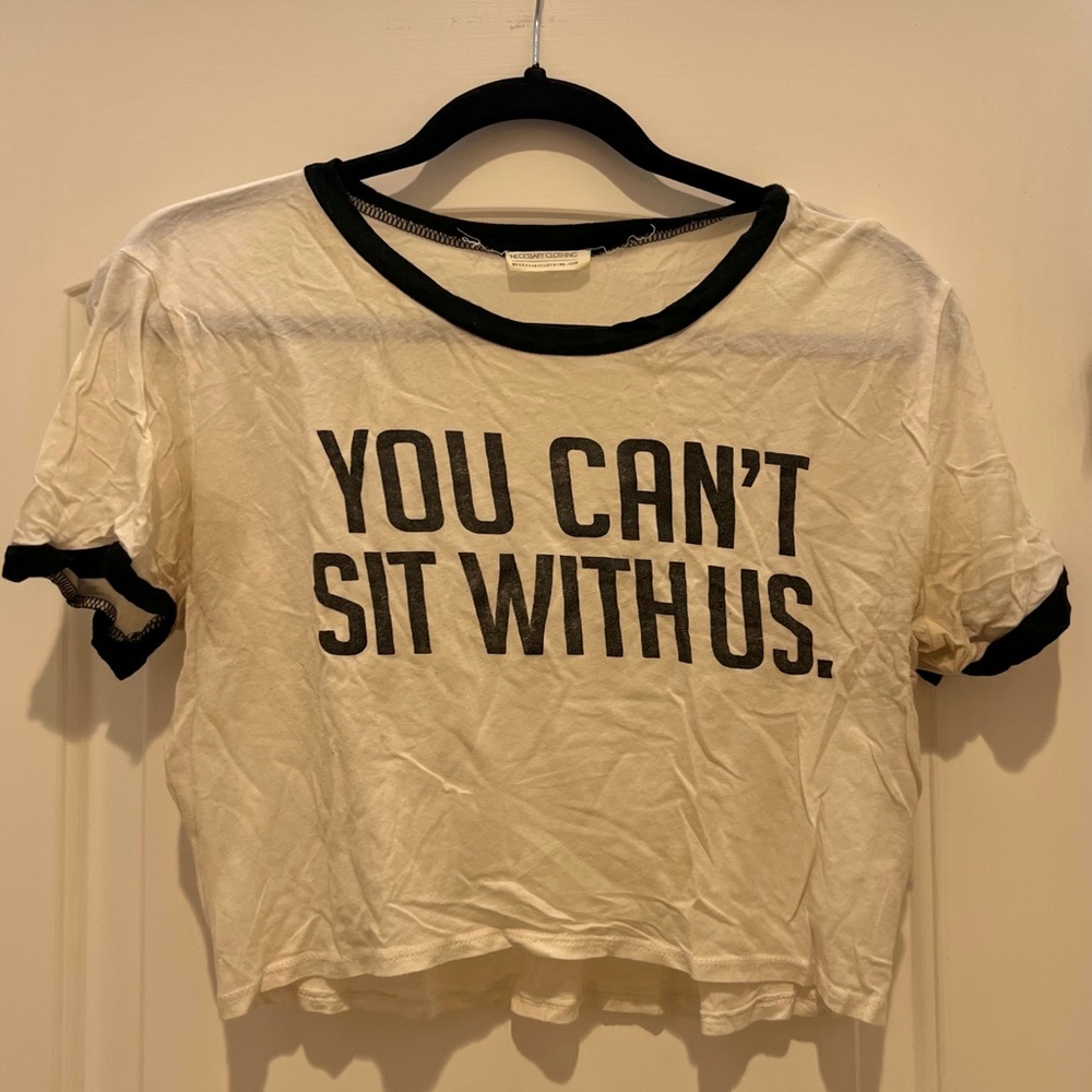 Necessary Clothing White and Black Graphic Crop Top
